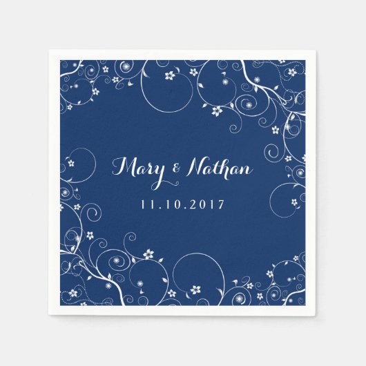 Navy Vines Custom Wedding Napkins Servet (Voorkant)