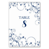 Navy Vines Wedding Table Number cards Kaart (Achterkant)