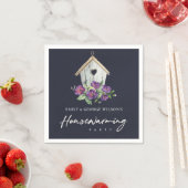 NAVY VIOLET FLORAL BIRD HUUSE HOUSEWARMING Party Servet (Insitu)