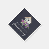 NAVY VIOLET FLORAL BIRD HUUSE HOUSEWARMING Party Servet (Hoek)