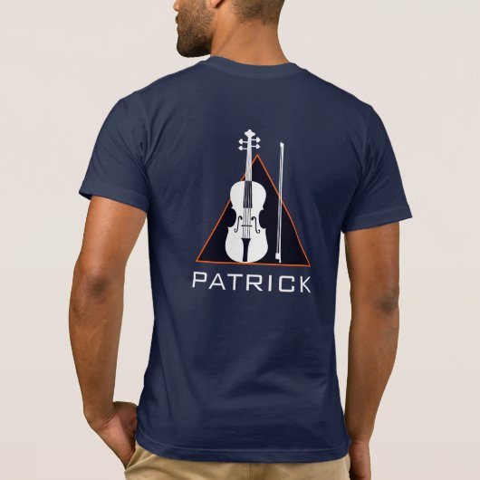 Navy violine met naam miniem en modern Violinist T-shirt (Achterkant)