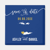 Navy Virgin Islands Wedding Save the Date Map Magneet (Voorkant)
