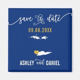 Navy Virgin Islands Wedding Save the Date Map Magneet