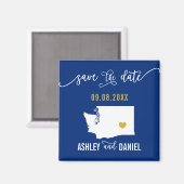 Navy Washington State Wedding Save the Date Map Magneet (Voorkant / Achterkant)