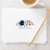 Navy Watercolor Bloemen Retouradres Label (Insitu)