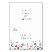 Navy Watercolor Wildflower Foldable Place Card Kaart (Voorkant)