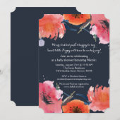 Navy Waterverf Baby shower Party Uitnodigen Kaart (Voorkant / Achterkant)