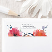 Navy Waterverf Bloemen Bruiloft Adresetiketten Etiket (Insitu)