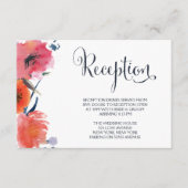 Navy Waterverf Bloemen Bruiloft Receptie Kaarten (Voorkant)