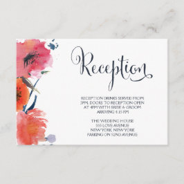 Navy Waterverf Bloemen Bruiloft Receptie Kaarten