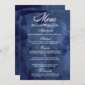 Navy Waterverf Boheemse bruiloft menu's (Voorkant / Achterkant)