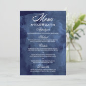 Navy Waterverf Boheemse bruiloft menu's (Staand voorkant)