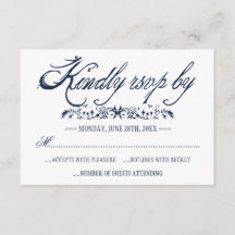 Navy Waterverf Boheemse Bruiloft Reactie Kaarten