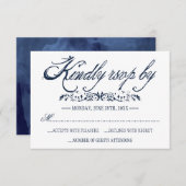 Navy Waterverf Boheemse Bruiloft Reactie Kaarten RSVP Kaartje (Voorkant / Achterkant)