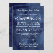 Navy Waterverf Bohemian bruiloft uitnodigingen