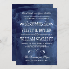 Navy Waterverf Bohemian bruiloft uitnodigingen