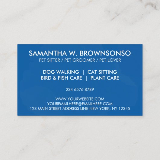 Navy Waterverf Bubble Pet Groomer honden Visitekaartje (Achterkant)