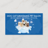 Navy Waterverf Bubble Pet Groomer honden Visitekaartje (Voorkant)