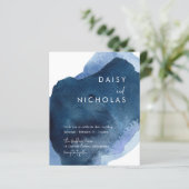 Navy Waterverf Budget Ocean Beach Bruiloft Uitnodi (Staand voorkant)