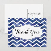 Navy Waterverf Chevron Dank u Briefkaart (Voorkant / Achterkant)
