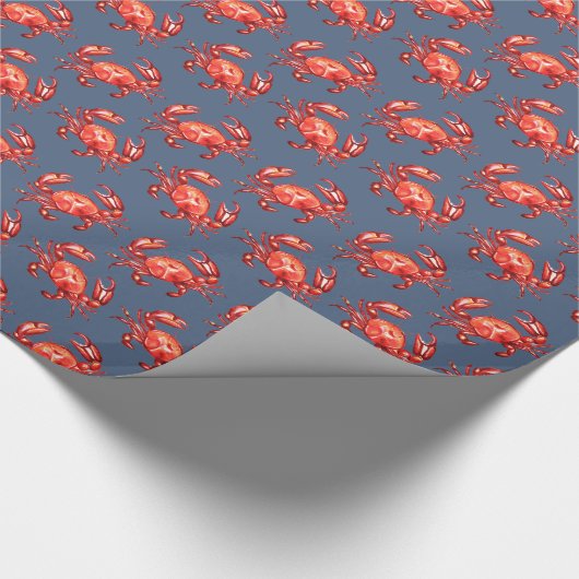 Navy Waterverf Crab Pattern Cadeaupapier (Hoek)