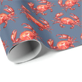 Navy Waterverf Crab Pattern Cadeaupapier (Rol Hoek)