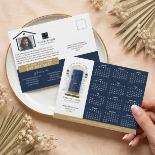 Navy Waterverf Door Real Estate Kalender 2025 Briefkaart