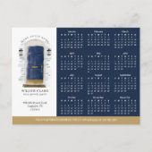 Navy Waterverf Door Real Estate Kalender 2025 Briefkaart (Voorkant)