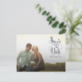 Navy Waterverf Floral Save the Date Notice Briefkaart (Staand voorkant)