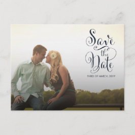 Navy Waterverf Floral Save the Date Notice Briefkaart