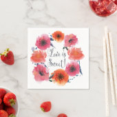 Navy Waterverf Floral Wedding Suite Napkins Servet (Insitu)