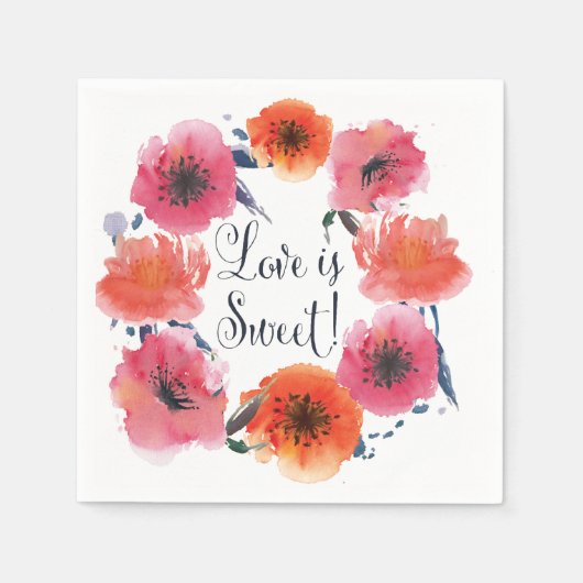 Navy Waterverf Floral Wedding Suite Napkins Servet (Voorkant)