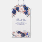 Navy Waterverf Flowers Cadeaulabel (Voorkant)