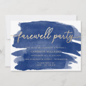 Navy Waterverf Gold Farewell Kaart (Voorkant)