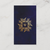 Navy Waterverf & Gold Foliage Monogram Embleem Visitekaartje (Voorkant)