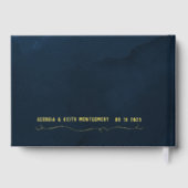 Navy Waterverf Gold Script Elegant Wedding Gastenboek (Achterkant)
