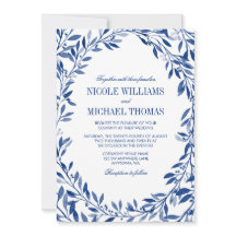 Navy Waterverf Laurel krans bruiloft