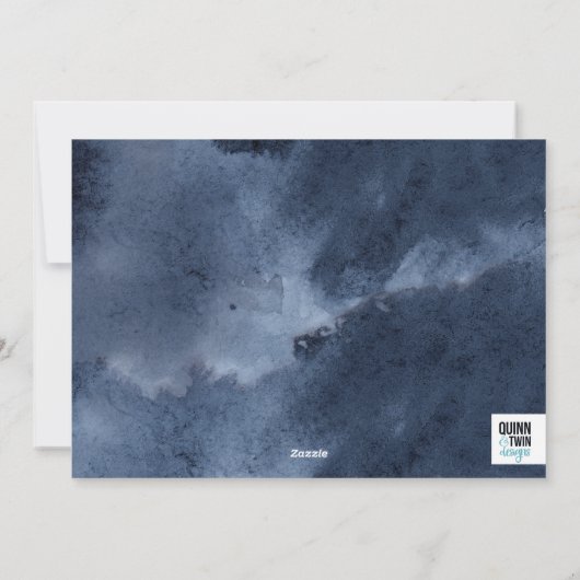 Navy Waterverf met Gold Feestdagenkaart (Achterkant)