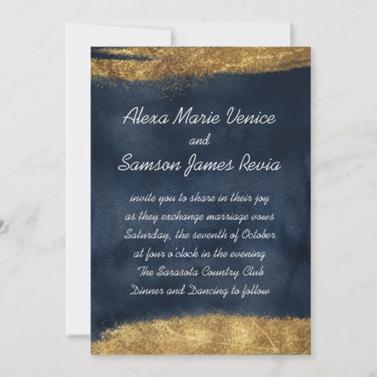 Navy Waterverf met Gold Kaart (Voorkant)