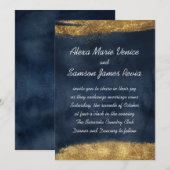 Navy Waterverf met Gold Kaart (Voorkant / Achterkant)