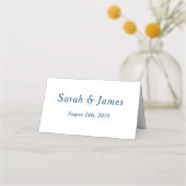 Navy Waterverf Modern Wedding Plaatskaartje (Achterkant)