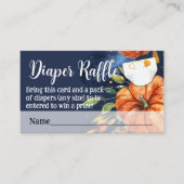 Navy Waterverf Pompoen Baby shower Luier Raffle Informatiekaartje (Voorkant)