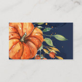 Navy Waterverf Pompoen Boeken voor Baby shower Informatiekaartje (Achterkant)