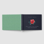 NAVY WATERVERF RED GREEN ROOS FLORAL BABY SHOWER GASTENBOEK (Volledig)