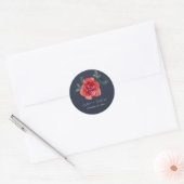 NAVY WATERVERF RED GREEN ROOS FLORAL WEDING RONDE STICKER (Envelop)