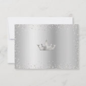 Navy Waterverf Silver Glitter Script Quinceañera RSVP Kaartje (Achterkant)