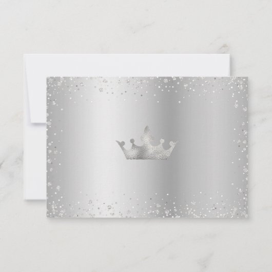 Navy Waterverf Silver Glitter Script Quinceañera RSVP Kaartje (Achterkant)