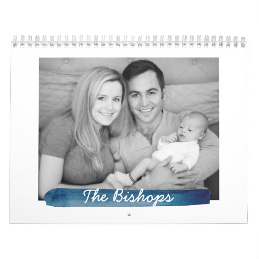 Navy Waterverf Stripe Photo Calendar Kalender (Hoes)