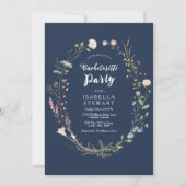 Navy Waterverf Wildflower Bachelorette Kaart (Voorkant)