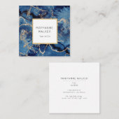 Navy Waves Gold Salon Haarstylist Elegant Vierkante Visitekaartje (Voorkant / Achterkant)